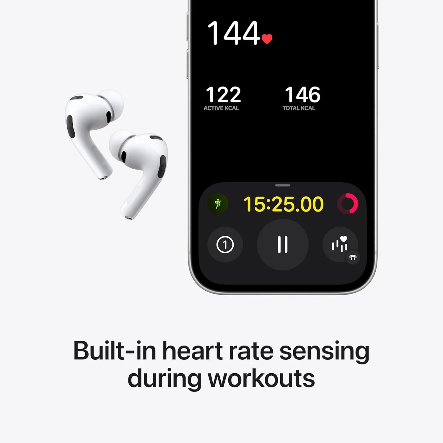 هدفون بی‌سیم Apple AirPods Pro 3، حذف نویز فعال، ترجمه زنده، حسگر ضربان قلب، قابلیت کمک شنوایی، هدفون بلوتوثی، صدای فضایی، صدای با کیفیت بالا، شارژ USB-C - تصویر 3