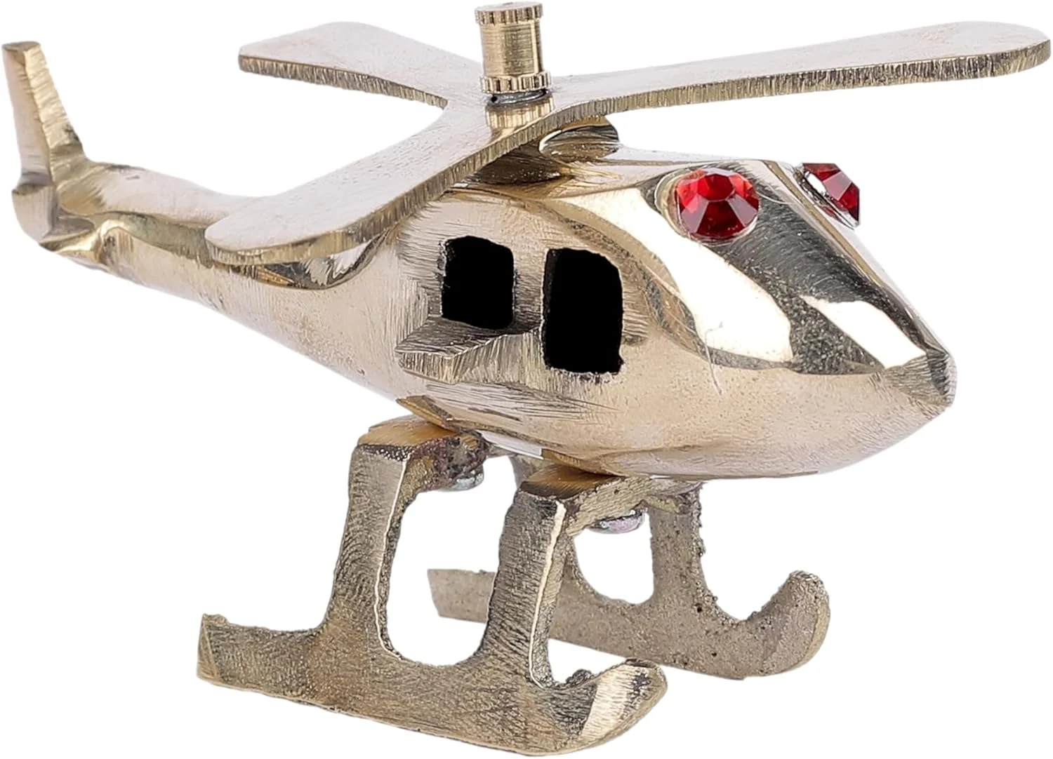 مجسمه رومیزی هلیکوپتر برنجی Aatm | مینیاتور هلیکوپتر برنجی خالص برای دکوراسیون منزل، میز کار، هدیه کودکان | کلکسیونی پی‌تال با روکش عتیقه - 6x3 سانتی متر، 100 گرم