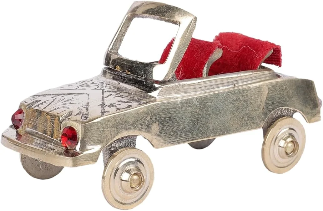 مجسمه ماشین موتور برنجی قدیمی دست ساز | فیگور ماشین مینیاتوری با روکش عتیقه | مجسمه برنجی 6.6x3.5 سانتی متری برای دکور خانه، دفتر، میز | هدیه کلکسیونی کلاسیک (تک عددی)