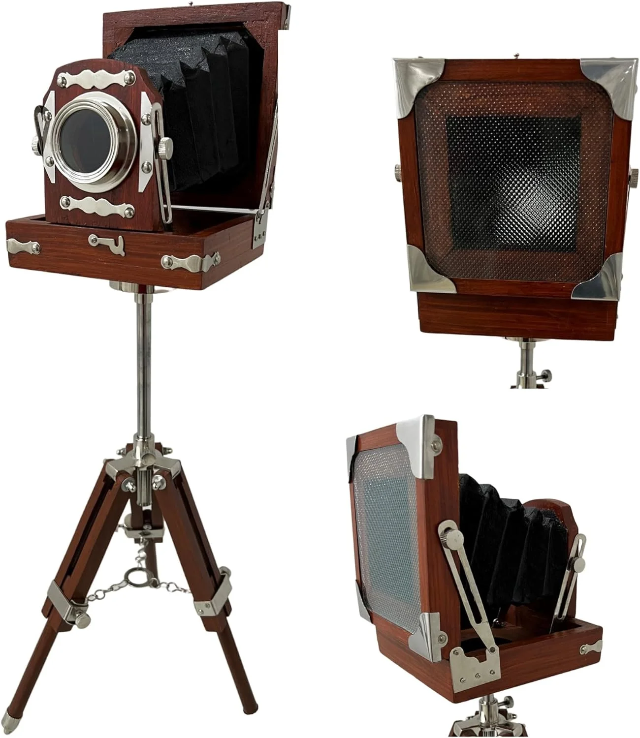 دوربین فیلمبرداری چوبی با ظاهر عتیقه و قدیمی، هدیه کلکسیونی استودیویی، رنگ قهوه ای (55 سانتی متر)