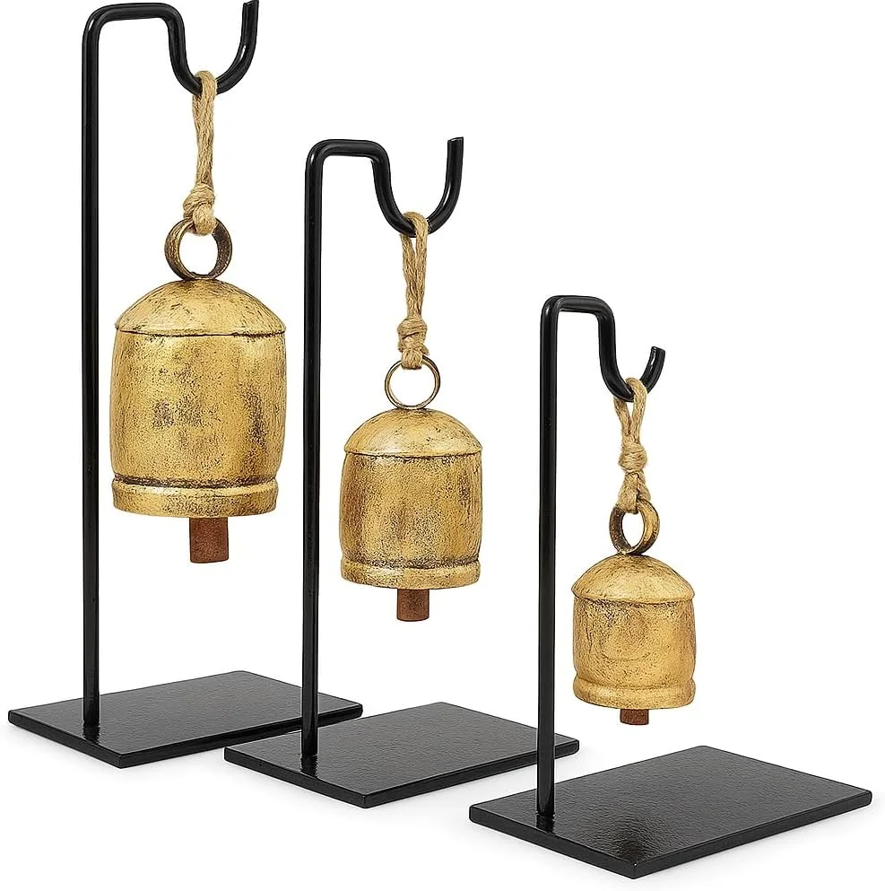 ست ۳ تایی زنگ های برنجی جامد طلایی گاوی هارمونی دست ساز عتیقه، زنگ های ممتاز با پایه فلزی، زنگ برای در، کریسمس، دکور خانه و دفتر، هدیه کلکسیونی ست ۳ تایی زنگ های برنجی جامد طلایی گاوی هارمونی دست ساز عتیقه، زنگ های ممتاز با پایه فلزی، زنگ برای در، کریسمس، دکور خانه و دفتر، هدیه کلکسیونی