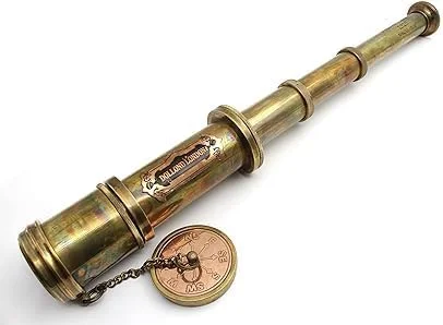 تلسکوپ کلکسیونی عتیقه آزمایشگاه عتیقه به طول 16 اینچ در جعبه چرمی قهوه ای - دوربین جاسوسی قدیمی با روکش برنجی زیبا، مناسب دکوراسیون منزل و محل کار تلسکوپ کلکسیونی عتیقه آزمایشگاه عتیقه به طول 16 اینچ در جعبه چرمی قهوه ای - دوربین جاسوسی قدیمی با روکش برنجی زیبا، مناسب دکوراسیون منزل و محل کار