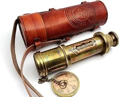 تلسکوپ کلکسیونی عتیقه آزمایشگاه عتیقه به طول 16 اینچ در جعبه چرمی قهوه ای - دوربین جاسوسی قدیمی با روکش برنجی زیبا، مناسب دکوراسیون منزل و محل کار تلسکوپ کلکسیونی عتیقه آزمایشگاه عتیقه به طول 16 اینچ در جعبه چرمی قهوه ای - دوربین جاسوسی قدیمی با روکش برنجی زیبا، مناسب دکوراسیون منزل و محل کار