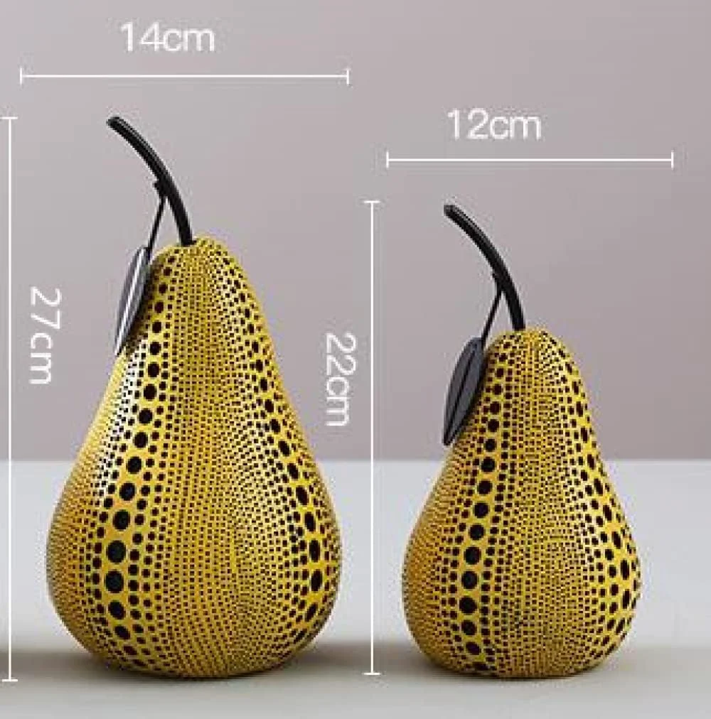 مجسمه تزئینی گلابی نقطه ای رزینی، کلکسیونی، صنایع دستی، دکوری، مدل رومیزی هنری برای اتاق، منزل، کابینت شراب، دکوراسیون اداری - 12 سانتی متر