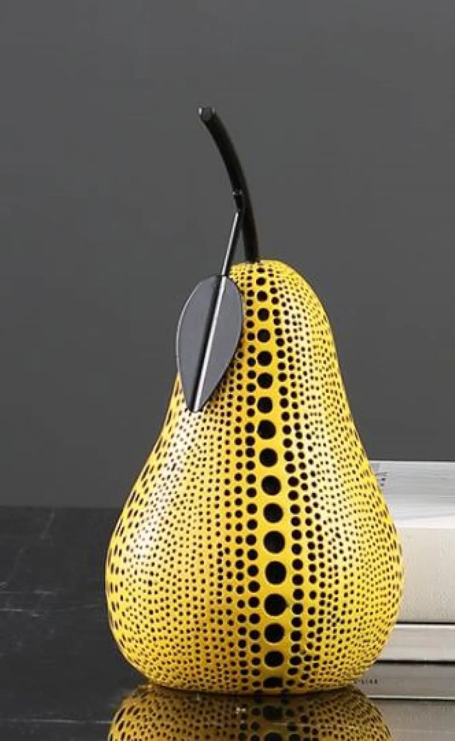 مجسمه تزئینی گلابی نقطه ای رزینی، کلکسیونی، صنایع دستی، دکوری، مدل رومیزی هنری برای اتاق، منزل، کابینت شراب، دکوراسیون اداری - 12 سانتی متر