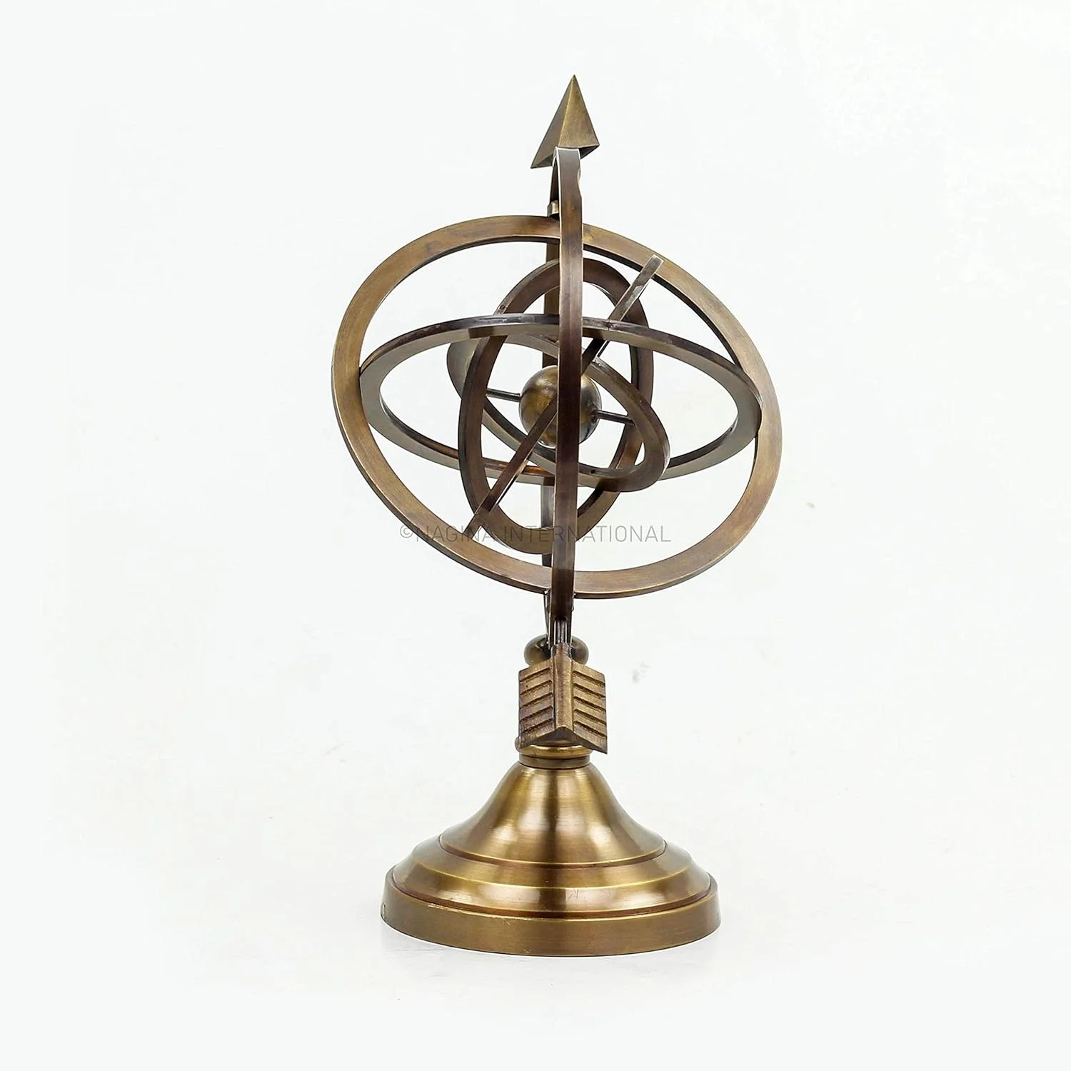 کره جغرافیایی برنجی معتبر با پیکان سوراخ شده | اشیاء کلکسیونی برای منزل | ناگینا اینترنشنال