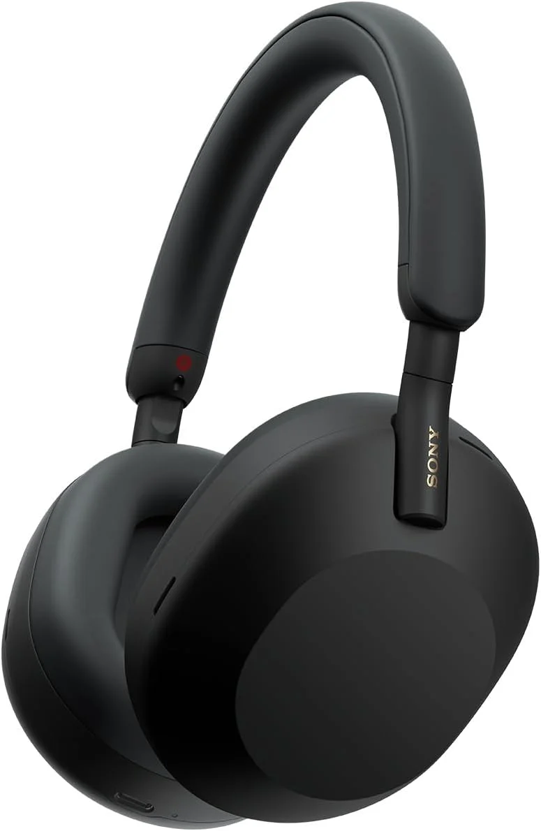 هدفون بی‌سیم حذف نویز سونی WH-1000XM5 با 30 ساعت عمر باتری، طراحی دور گوش، بهینه شده برای الکسا و دستیار گوگل با میکروفون داخلی برای تماس تلفنی، مشکی، سایز واحد