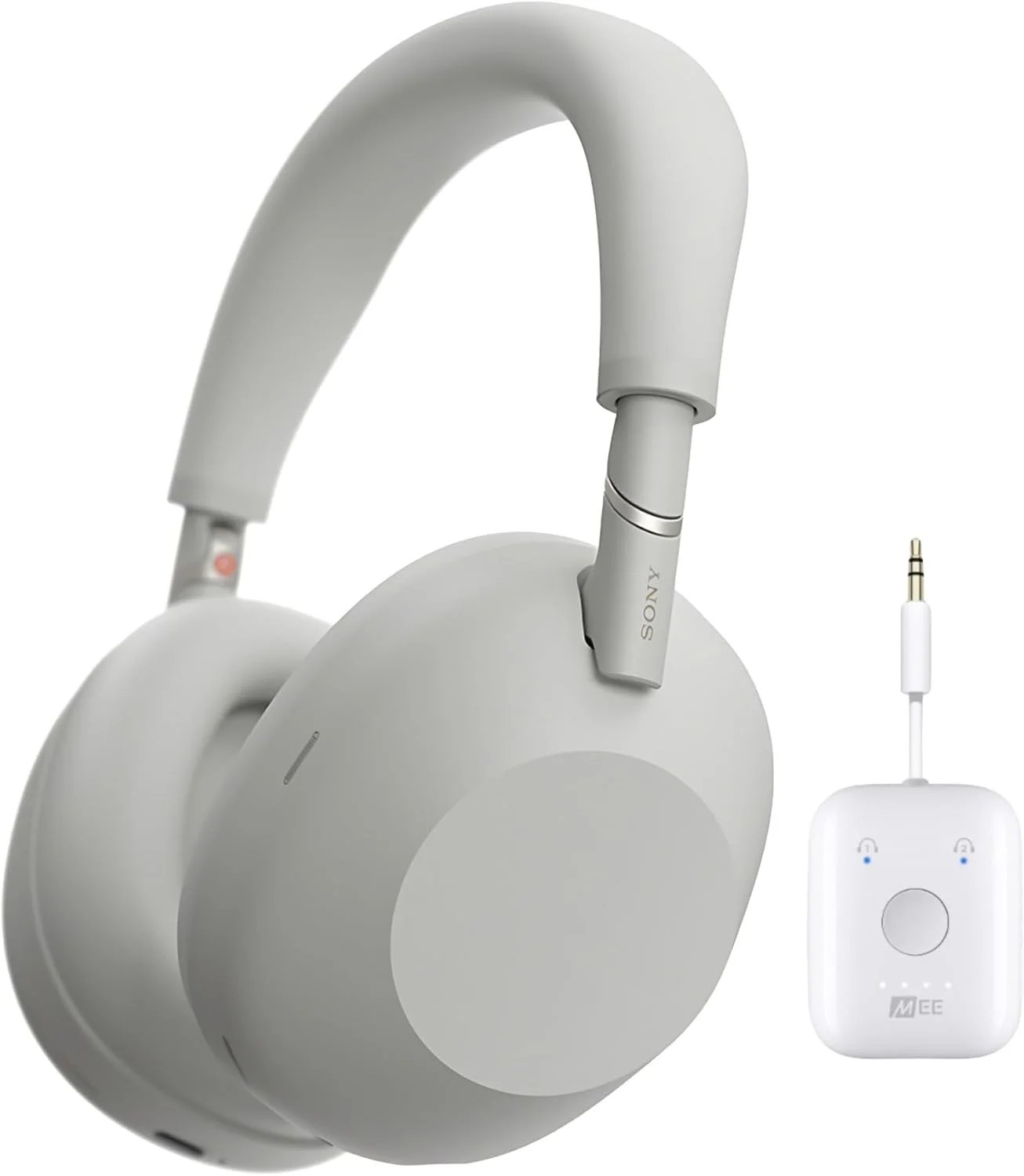 هدفون بی‌سیم حذف نویز SONY WH-1000XM6 با پردازنده QN3 (نقره‌ای) همراه با فرستنده صوتی بی‌سیم بلوتوث Connect Air (2 قطعه)