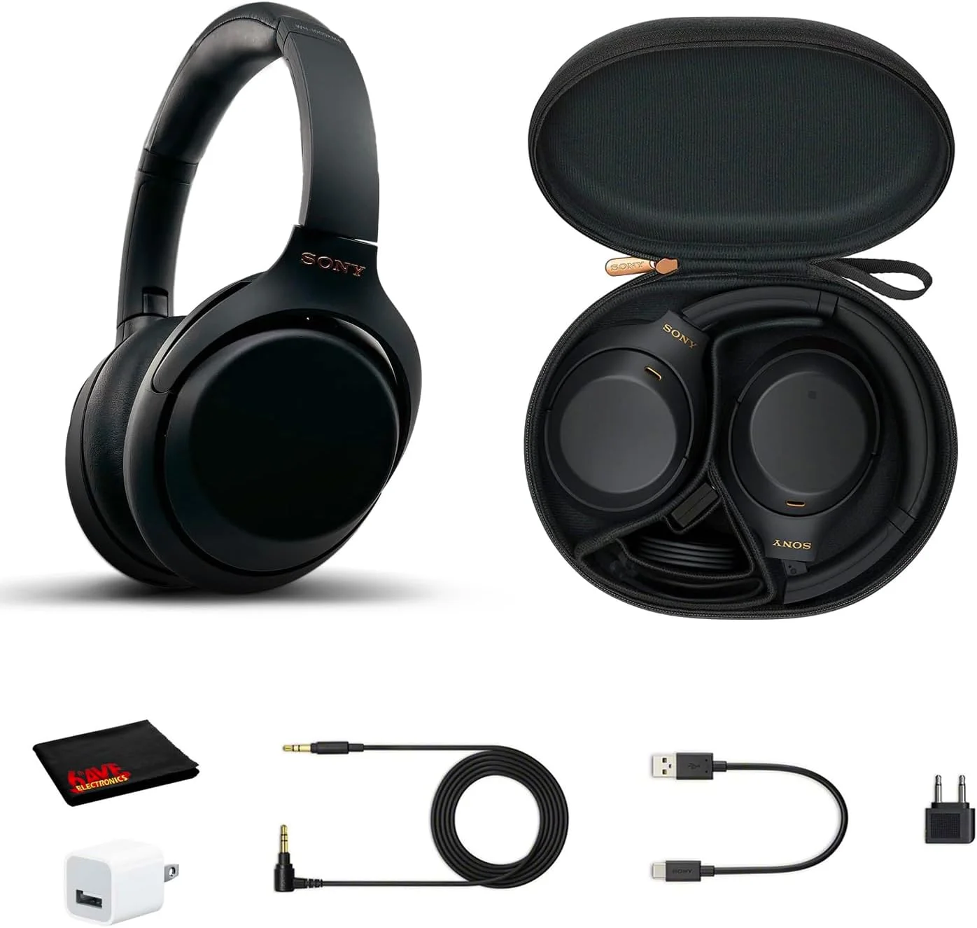 هدفون بی‌سیم دور گوشی سونی مدل WH-1000XM4 با قابلیت حذف نویز و میکروفون برای تماس تلفنی و کنترل صدا، مشکی