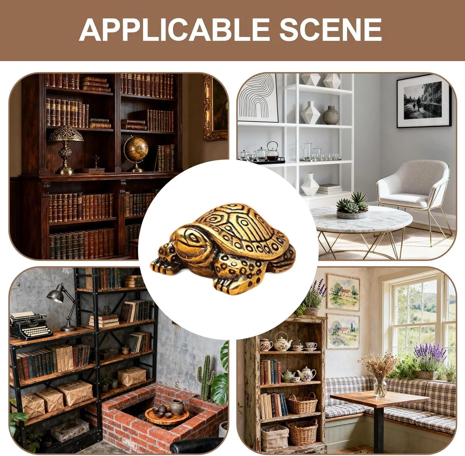 مجسمه لاک پشتی برنجی کوچک، تزیینی برای دسکتاپ، کلکسیونی عتیقه لاک پشت برای قفسه کتاب، اتاق نشیمن، اتاق خواب، میز