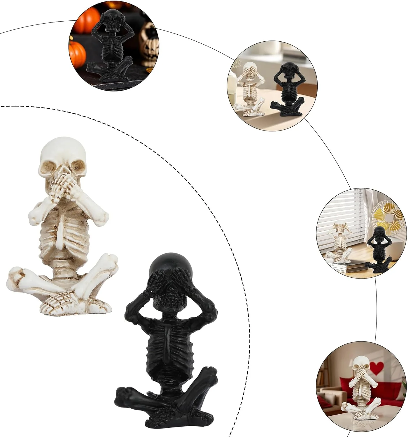 ست 3 عددی مجسمه اسکلت یوگا، دکوری جمجمه، دکور گوتیک منزل، مجسمه نقره ای عتیقه (سفید) ست 3 عددی مجسمه اسکلت یوگا، دکوری جمجمه، دکور گوتیک منزل، مجسمه نقره ای عتیقه (سفید)