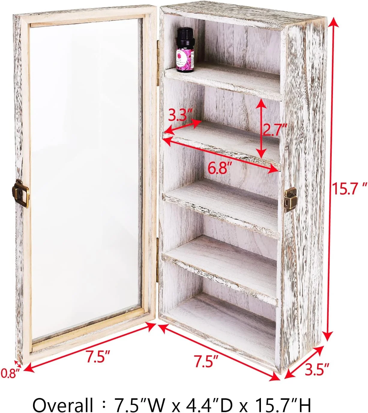 ویترین کلکسیونی چوبی دیواری Ikee Design، دارای 5 طبقه، مناسب برای نمایش و نگهداری لوازم جانبی، با درب شیشه ای حرارت دیده، رنگ سفید عتیقه ویترین کلکسیونی چوبی دیواری Ikee Design، دارای 5 طبقه، مناسب برای نمایش و نگهداری لوازم جانبی، با درب شیشه ای حرارت دیده، رنگ سفید عتیقه