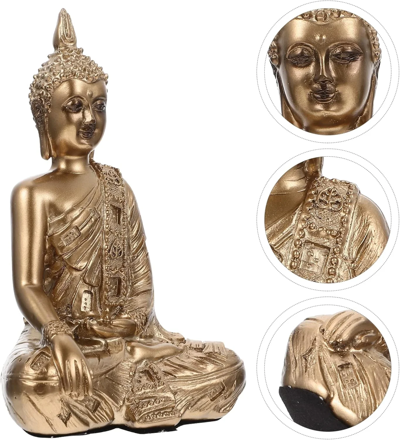 مجسمه بودای رزینی، مینیاتوری عتیقه، مجسمه بودا در حالت مدیتیشن، کلکسیونی بودایی، مجسمه فرخنده برای تزئین منزل و دفتر، طلایی