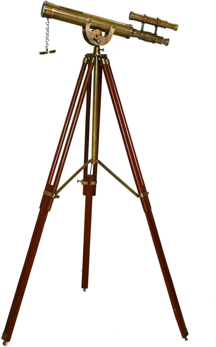 تلسکوپ عتیقه دریایی ویکتوریایی NAVIROCK با سه پایه، ارتفاع ۴۵ سانتی متر، تلسکوپ دریایی برنجی عتیقه کاربردی
