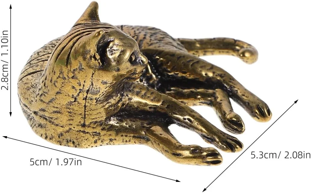 مجسمه گربه برنزی عتیقه PartyKindom برای دکوراسیون منزل، تزیینات مینیاتوری حیوانات برای میز یا قفسه، مجسمه گربه کلکسیونی ساخته شده از برنج