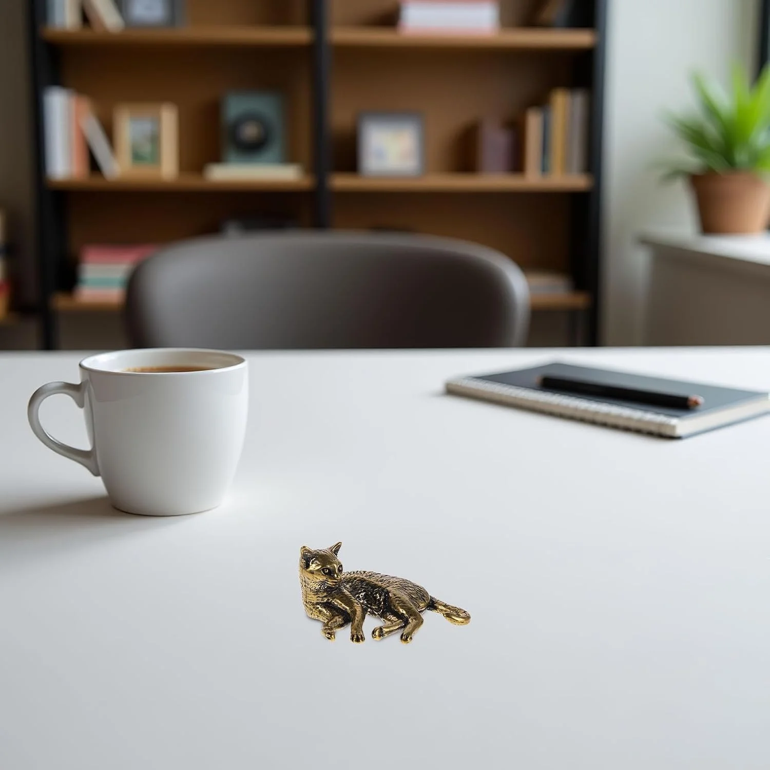 مجسمه گربه برنزی عتیقه PartyKindom برای دکوراسیون منزل، تزیینات مینیاتوری حیوانات برای میز یا قفسه، مجسمه گربه کلکسیونی ساخته شده از برنج