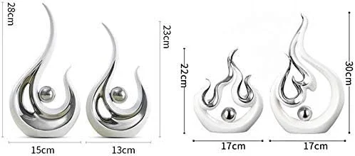 مجسمه تندیس کلکسیونی عتیقه صنایع دستی تزئینی مجسمه سرامیکی مدرن، دکوری نقره ای آبستره منزل، سرامیک تزئینی مجسمه های نقره ای