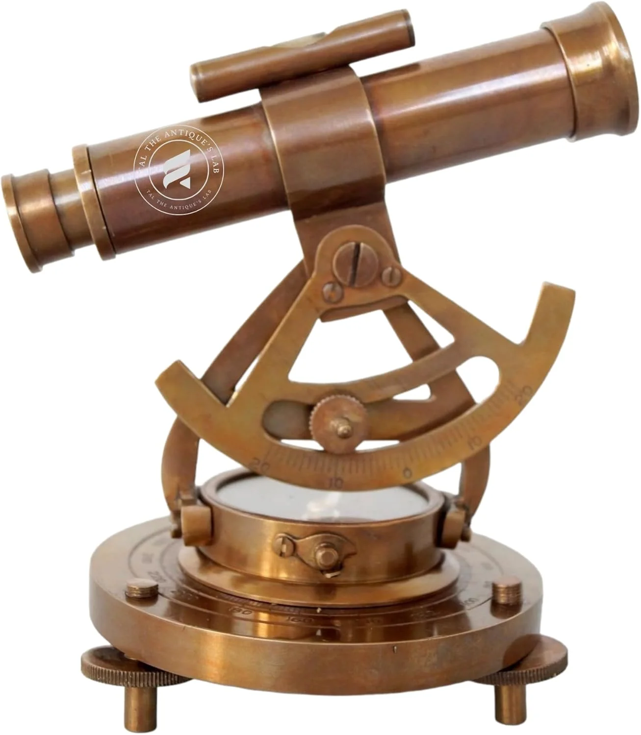 تلسکوپ تزئینی آلیداد برنجی آزمایشگاه عتیقه TAL با قطب نما پایه - هدیه و کلکسیونی دریایی (برنج عتیقه، 5 اینچ)