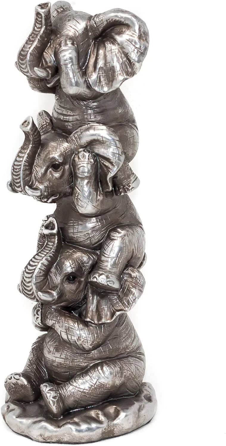 مجسمه سه فیل خردمند THORNE ANTIQUES AND COLLECTABLES - نبین، نشنو، نگو، دکوری خنده دار فیل های کوچک روی شانه (نقره ای) مجسمه سه فیل خردمند THORNE ANTIQUES AND COLLECTABLES - نبین، نشنو، نگو، دکوری خنده دار فیل های کوچک روی شانه (نقره ای)