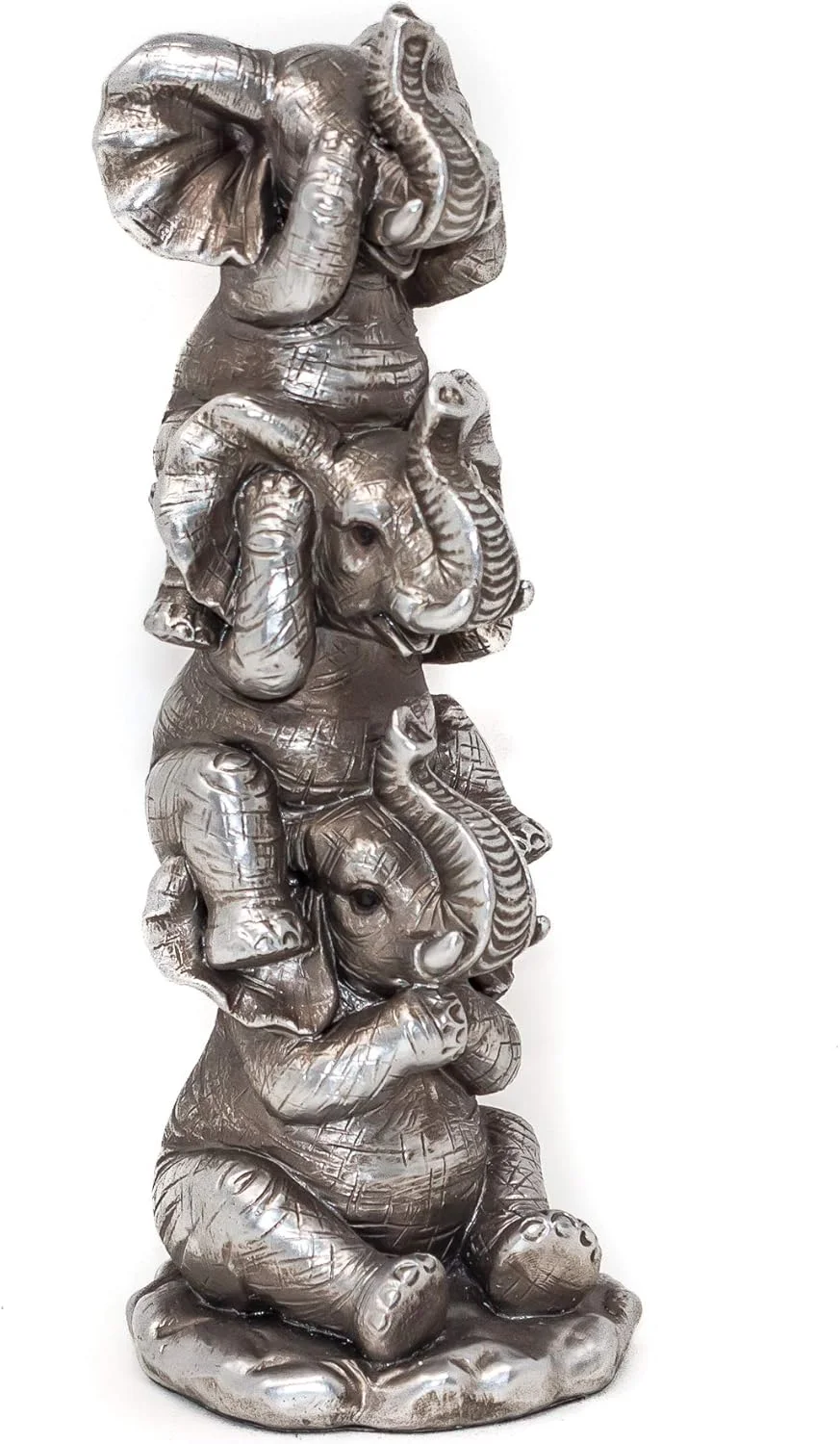 مجسمه سه فیل خردمند THORNE ANTIQUES AND COLLECTABLES - نبین، نشنو، نگو، دکوری خنده دار فیل های کوچک روی شانه (نقره ای)