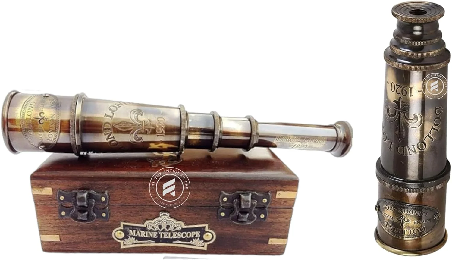 تلسکوپ دریایی کلکسیونی برنجی 15 اینچی با جعبه چوبی تلسکوپ دریایی کلکسیونی برنجی 15 اینچی با جعبه چوبی