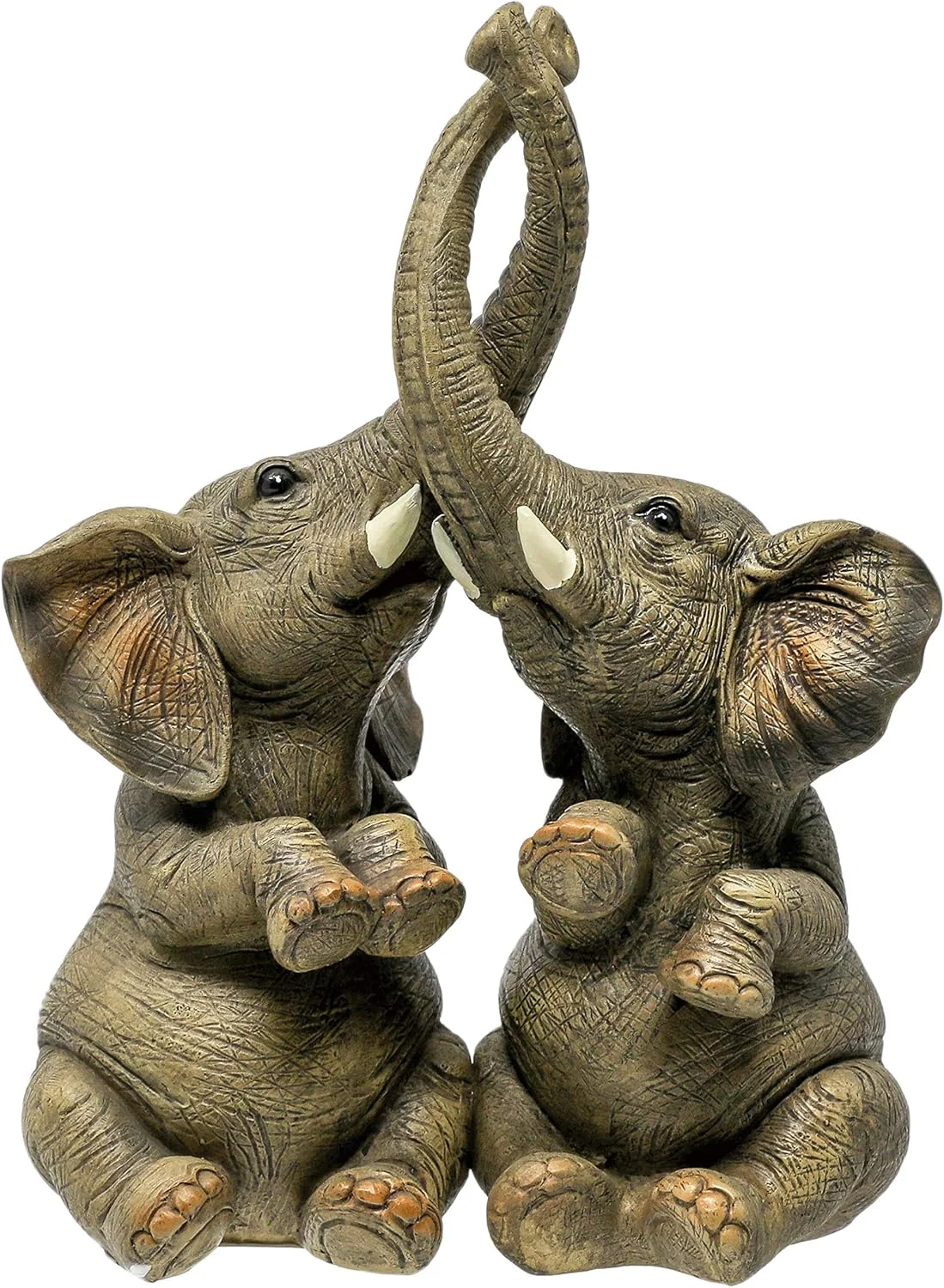 مجسمه فیل های عاشق - تزئینی فیل های آقا و خانم با خرطوم های در هم تنیده (خاکستری)