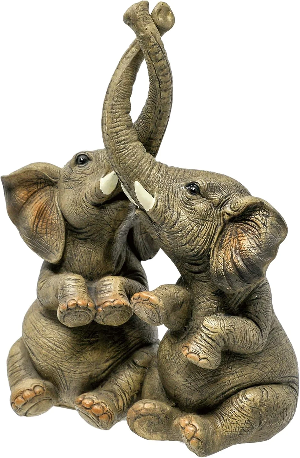 مجسمه فیل های عاشق - تزئینی فیل های آقا و خانم با خرطوم های در هم تنیده (خاکستری)