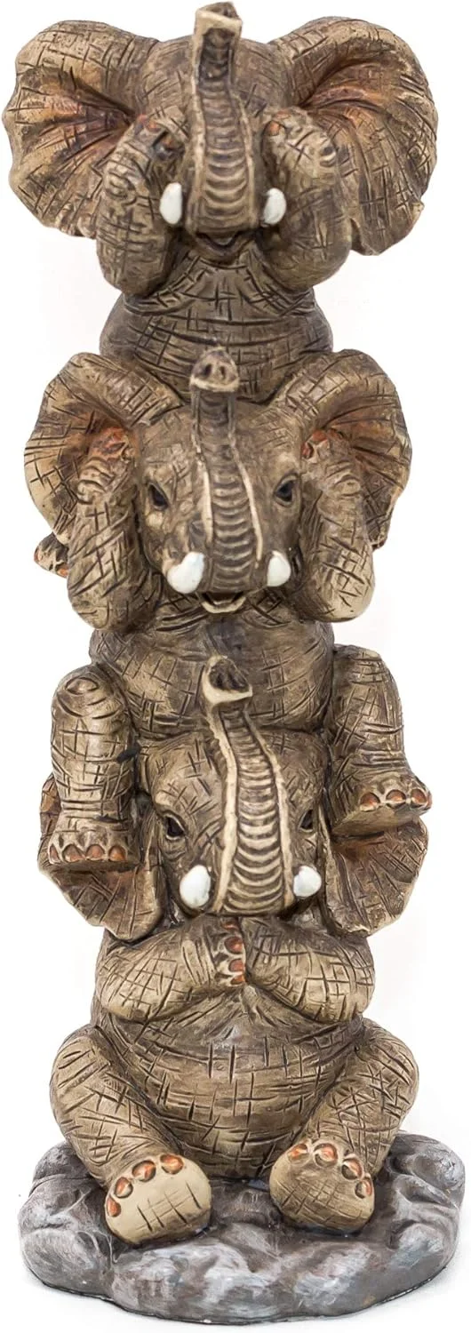 مجسمه سه فیل خردمند Thorne Antiques & Collectables - فیل های بامزه (رنگ طبیعی)
