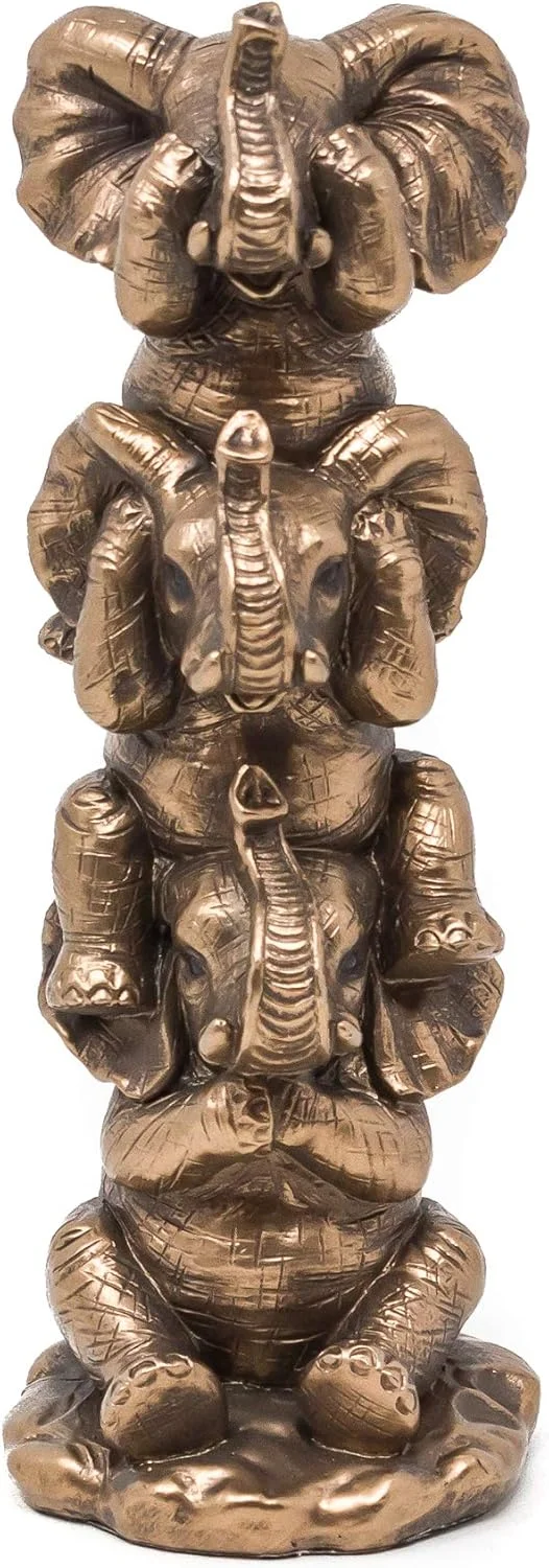 مجسمه سه فیل خردمند Thorne Antiques & Collectables - فیل های بامزه (برنزی)