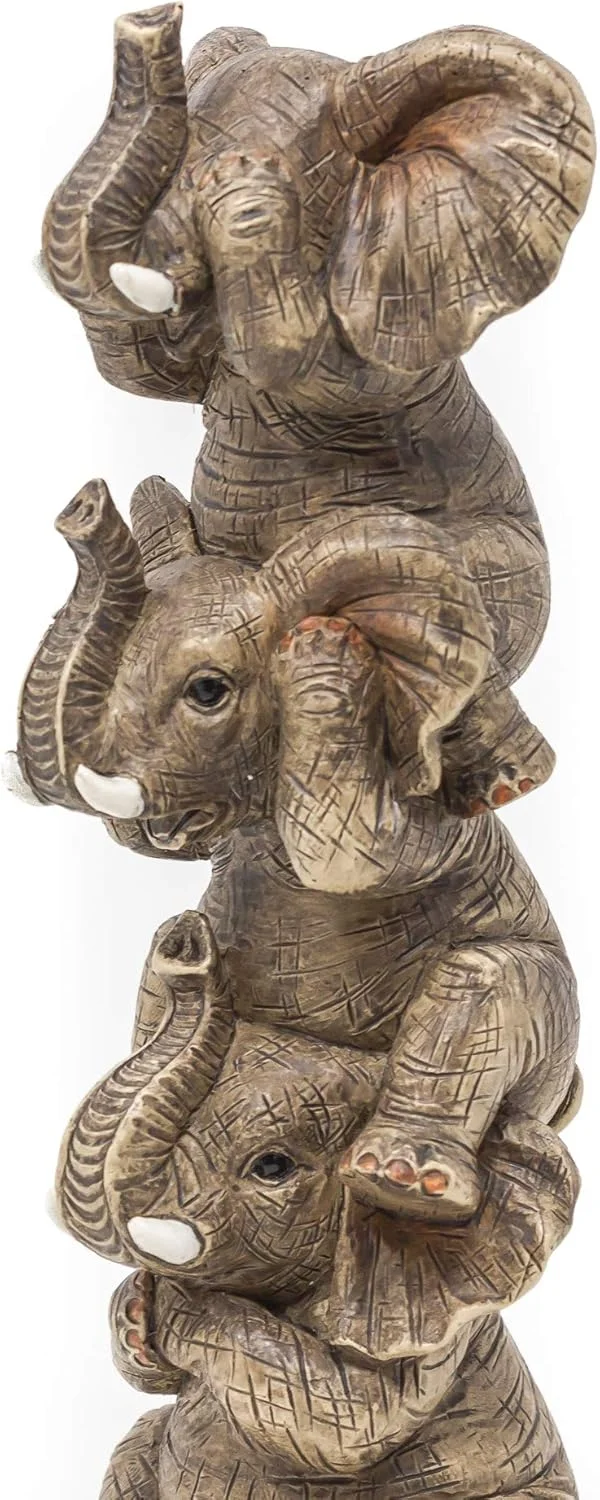مجسمه سه فیل خردمند Thorne Antiques & Collectables - فیل های بامزه (رنگ طبیعی)