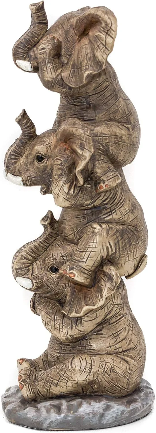 مجسمه سه فیل خردمند Thorne Antiques & Collectables - فیل های بامزه (رنگ طبیعی)