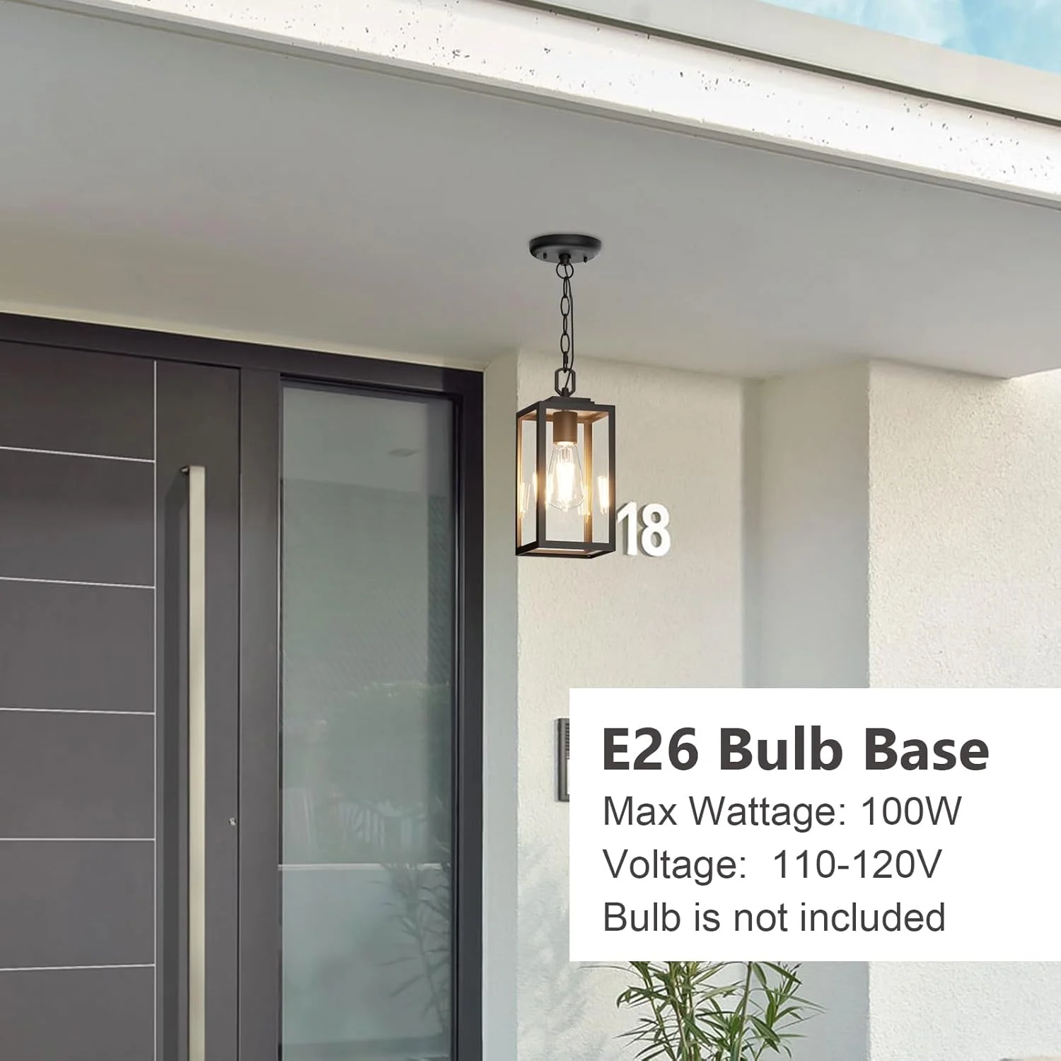 چراغ آویز مدرن فضای باز Aoceley، چراغ فانوسی آویز تک لامپ، آلومینیوم مشکی مات با شیشه شفاف، چراغ آویز بیرونی برای ایوان، حیاط، آلاچیق چراغ آویز مدرن فضای باز Aoceley، چراغ فانوسی آویز تک لامپ، آلومینیوم مشکی مات با شیشه شفاف، چراغ آویز بیرونی برای ایوان، حیاط، آلاچیق