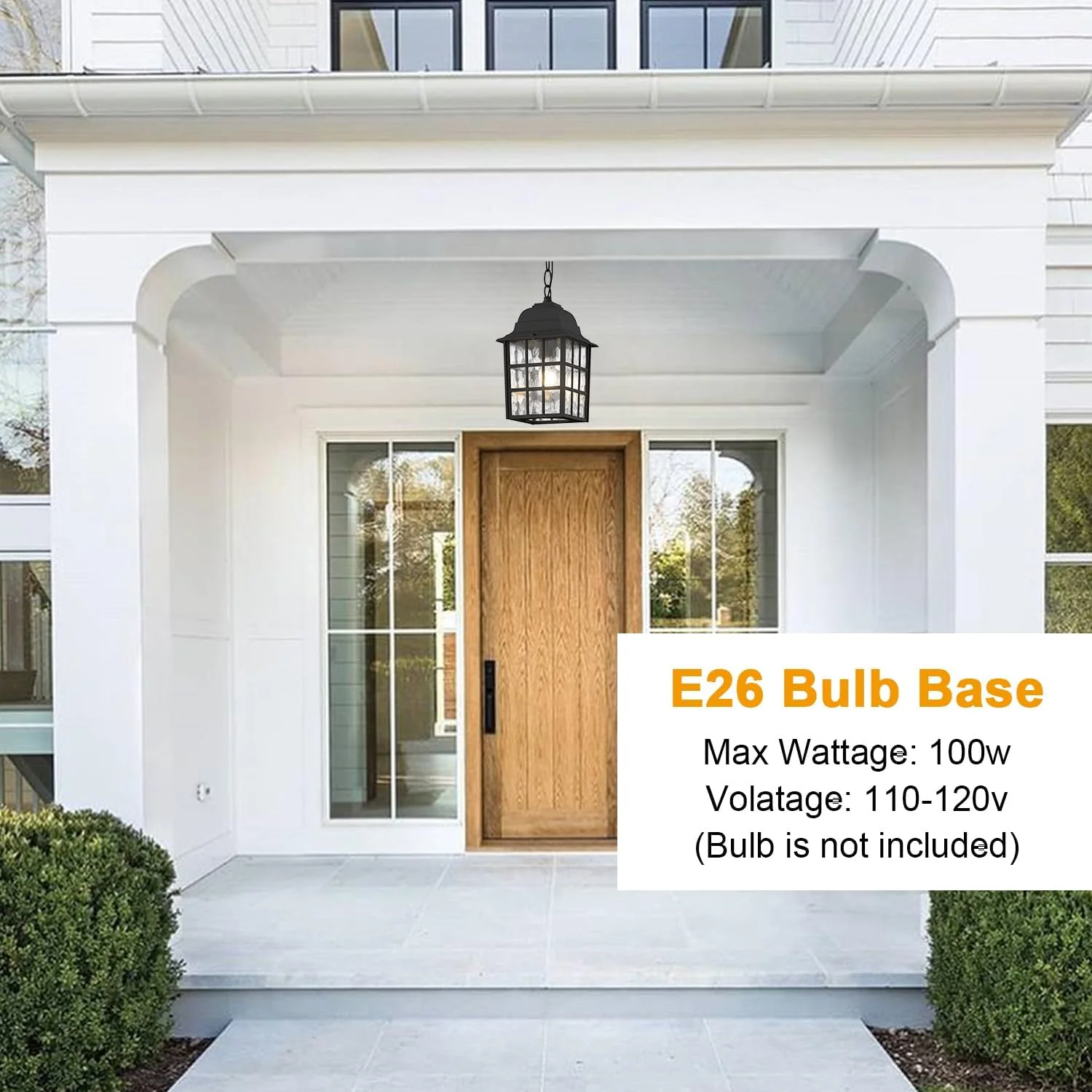 چراغ آویز بیرونی، چراغ ایوان فانوسی آویز سقفی بیرونی با شیشه آبی، چراغ فانوسی آویز بیرونی مشکی برای ایوان، حیاط، آلاچیق