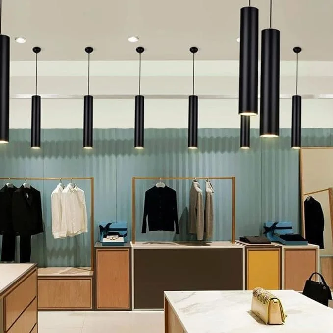 چراغ آویز تزئینی مدرن النجم، آلومینیومی، LED قابل تعویض، نورپردازی مینیمالیستی منزل، دکور روشنایی اتاق ناهارخوری، 220 ولت، مناسب برای سرپیچ لامپ GU10، مشکی، با 1 عدد LED GU10 دیمر پذیر 3000K