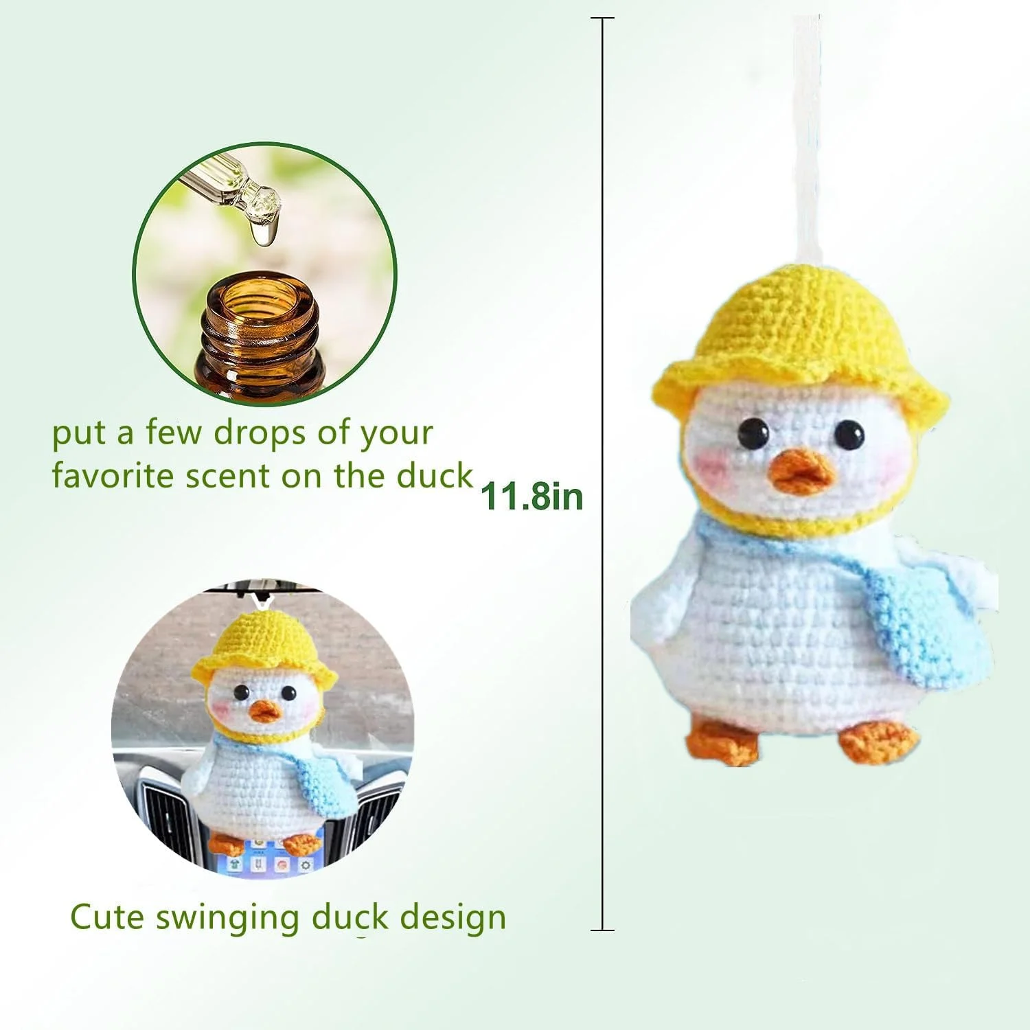 آویز تزیینی آینه خودرو - آویز تزیینی آینه عقب خودرو - لوازم جانبی خودرو بافتنی دست ساز - آویزهای تزیینی بافتنی زیبا (اردک A)