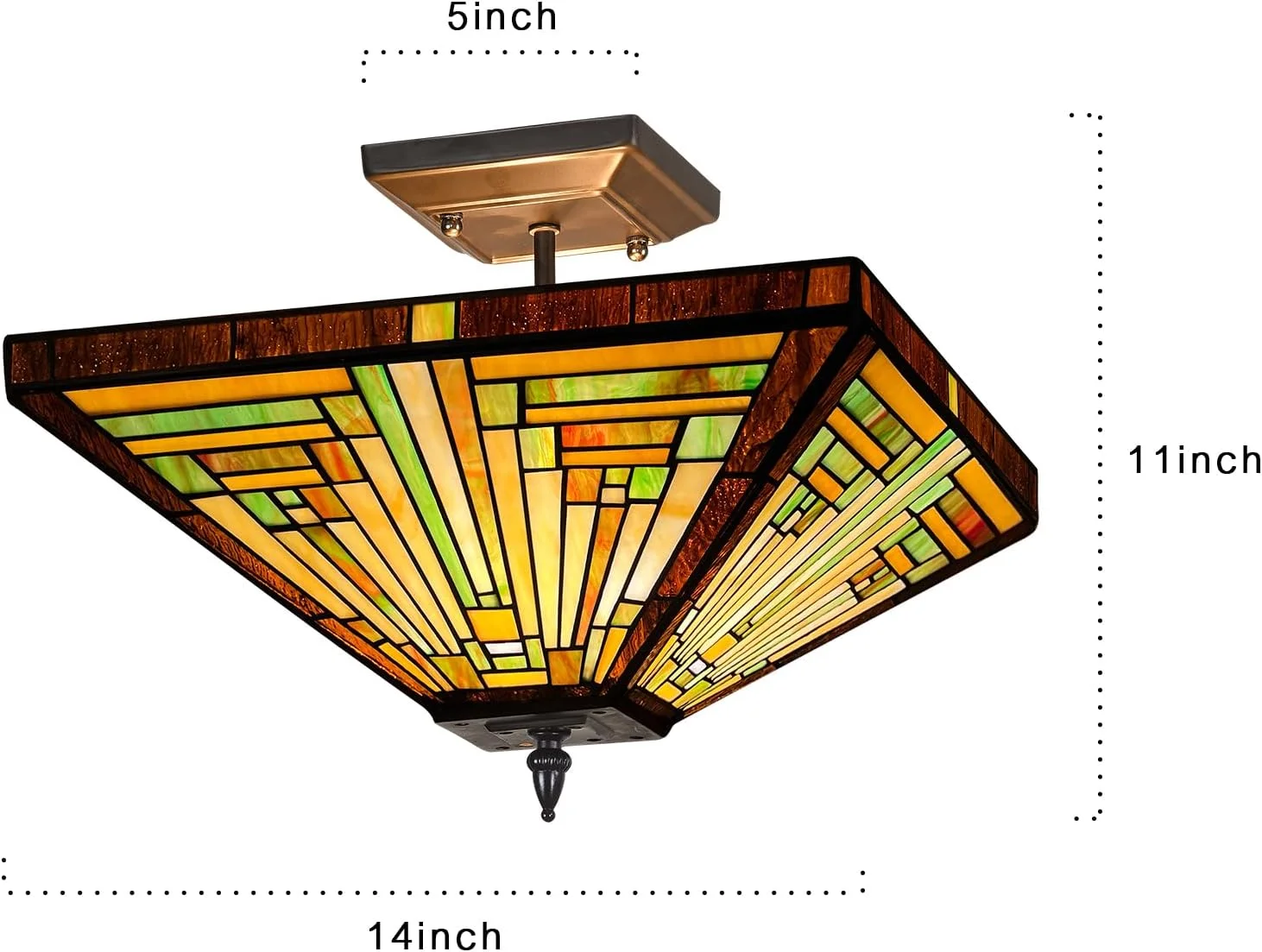 چراغ سقفی تیفانی کاپولینا، آویز سقفی با نصب آسان، عرض 35 سانتی متر، دارای شیشه رنگی مناسب برای اتاق نشیمن، اتاق خواب و راهرو