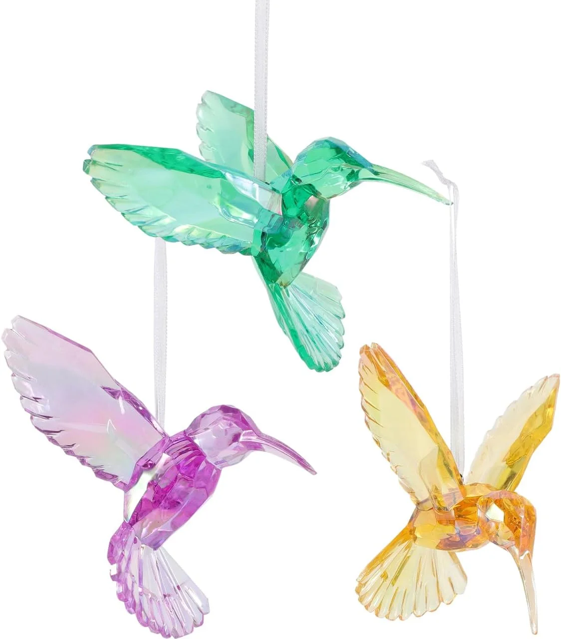 Cabilock 1 ست آویز پرنده کریستالی، پرندگان آویز کریستال، تزیینات مرغ مگس خوار، دکور باغ، قطعات فیدر مرغ مگس خوار، برچسب مرغ مگس خوار تزئینی 3 عدد