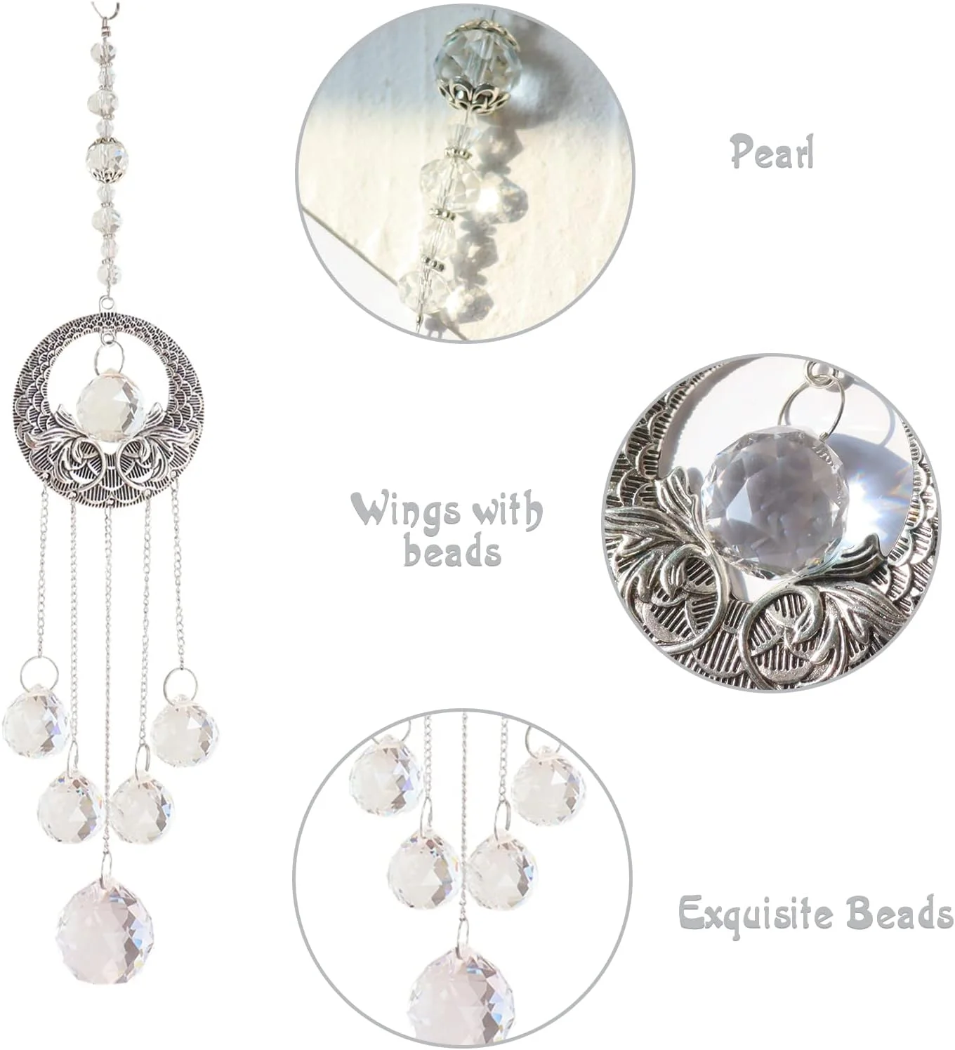 آویز کریستالی منشور نور خورشید، منشور شیشه ای کریستالی، آویز فلزی درخت زندگی، آویز تزئینی کریستالی، آویز تزئینی پنجره، آویز تزئینی پنجره برای باغ، تزئینات فضای باز