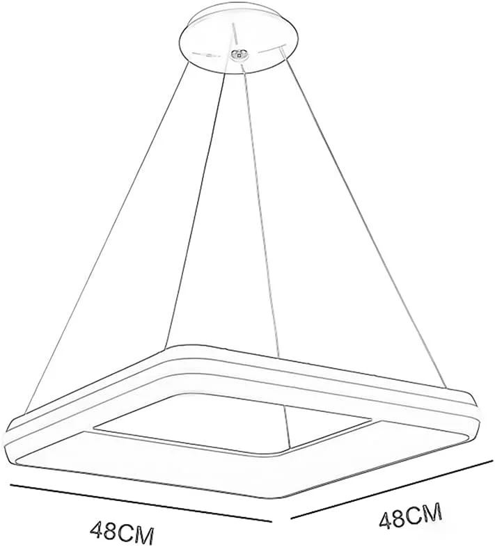 لوستر آویز مربع ساده، چراغ آویز حلقه‌ای آلیاژ آلومینیوم با آباژور اکریلیک، روشنایی معلق اتاق غذاخوری، تزئینی اتاق خواب، نور گرم-خاکستری