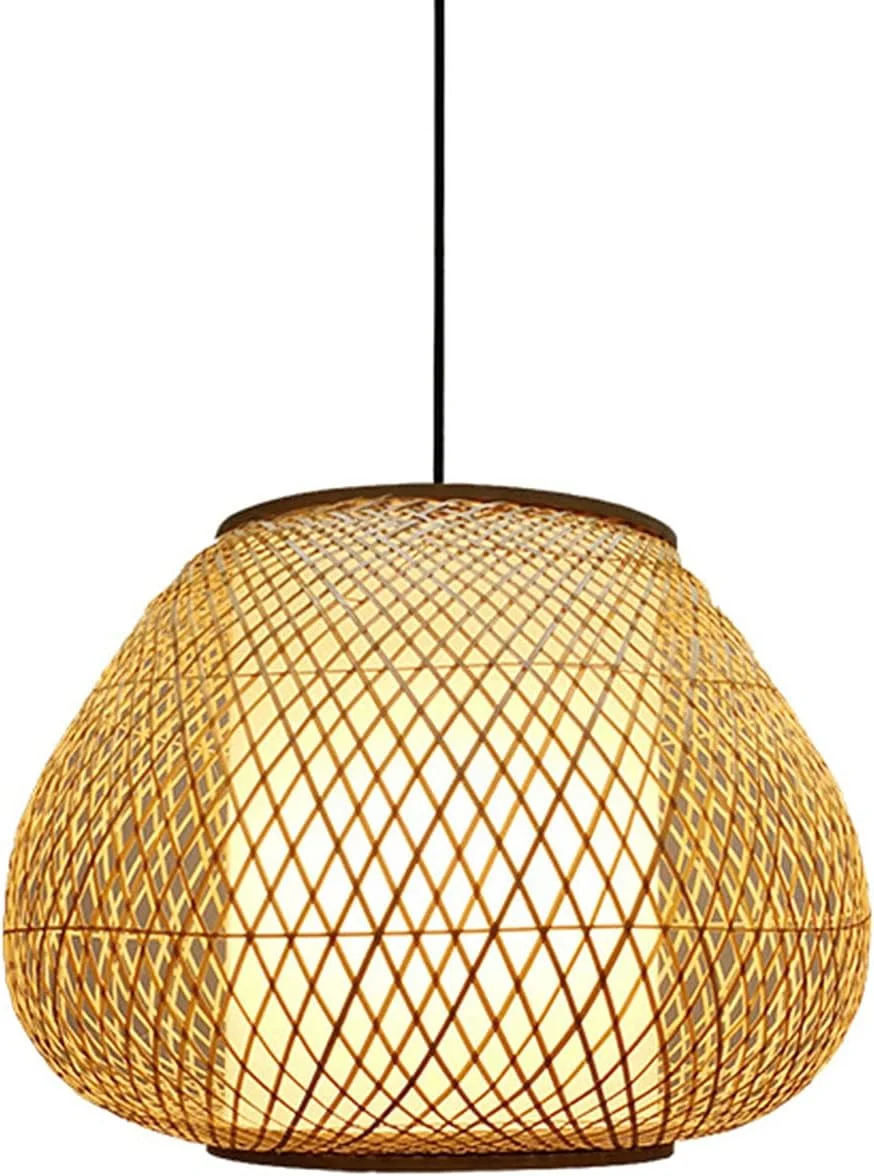 لوستر کلاسیک، چراغ آویز بامبو بافتنی تزئینی، چراغ رستوران به سبک کلاسیک روستایی، سایه های حصیری رنگ تاکموتو حصیری ژاپنی، چراغ آویز با سرپیچ E27
