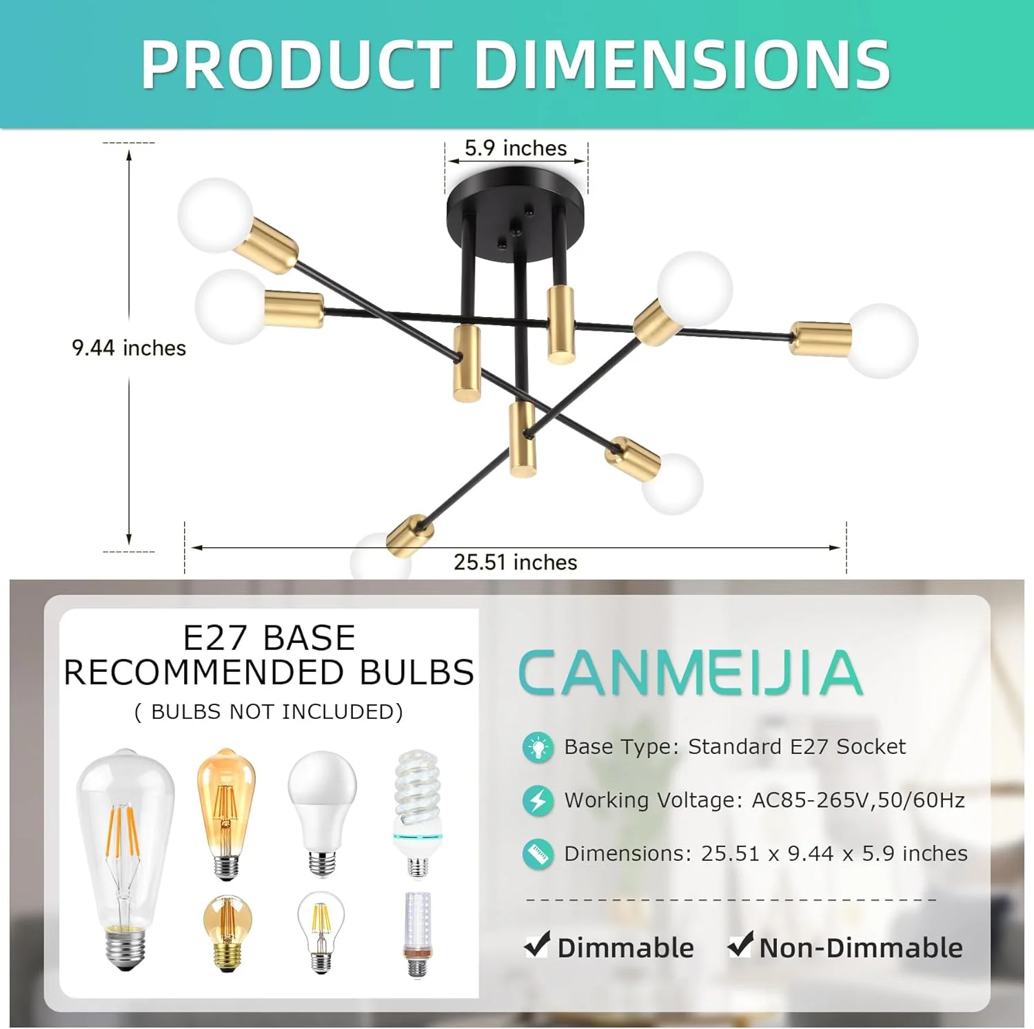 لوستر مدرن اسپوتنیک CHENBEN، دارای 6 شاخه قابل تنظیم، مناسب برای نصب نیمه فلاش در سقف، چراغ آویز مناسب آشپزخانه، اتاق نشیمن، اتاق غذاخوری، اتاق خواب، ورودی، پایه E27 (لامپ ها شامل نمی شوند) لوستر مدرن اسپوتنیک CHENBEN، دارای 6 شاخه قابل تنظیم، مناسب برای نصب نیمه فلاش در سقف، چراغ آویز مناسب آشپزخانه، اتاق نشیمن، اتاق غذاخوری، اتاق خواب، ورودی، پایه E27 (لامپ ها شامل نمی شوند)