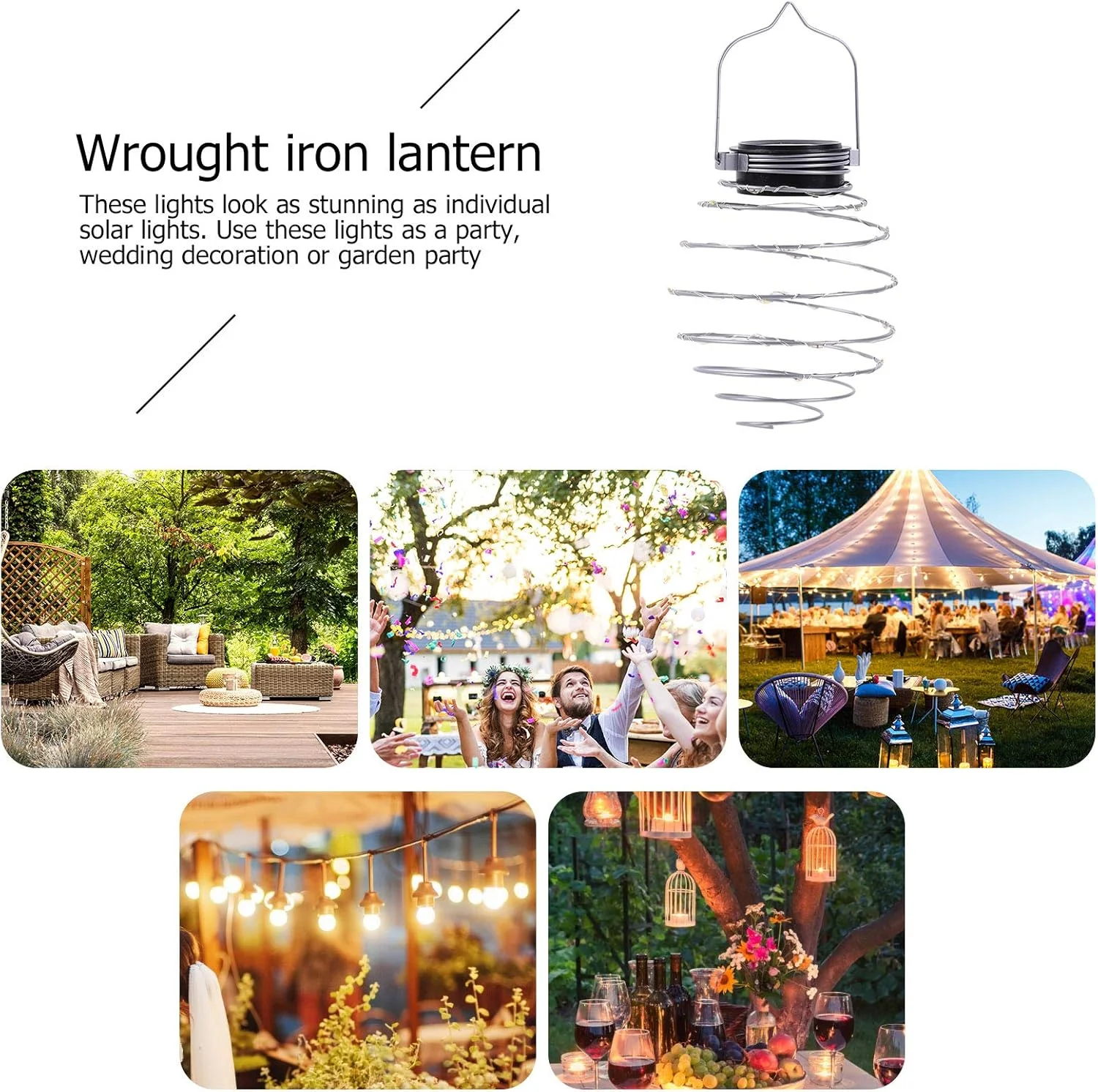 چراغ های خورشیدی مارپیچ LED، چراغ های تزئینی آویز ضد آب برای باغ، پاسیو، ایوان (4 عدد)
