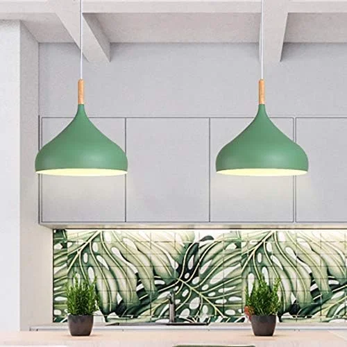 چراغ آویز مدرن سقفی CraftThink طرح نوردیک، چراغ آویز ماکارون، چراغ آویز ساده، لوستر برای رستوران، بار، کافی شاپ، اتاق غذاخوری (رنگ-سبز) - عرض 30 سانتی متر