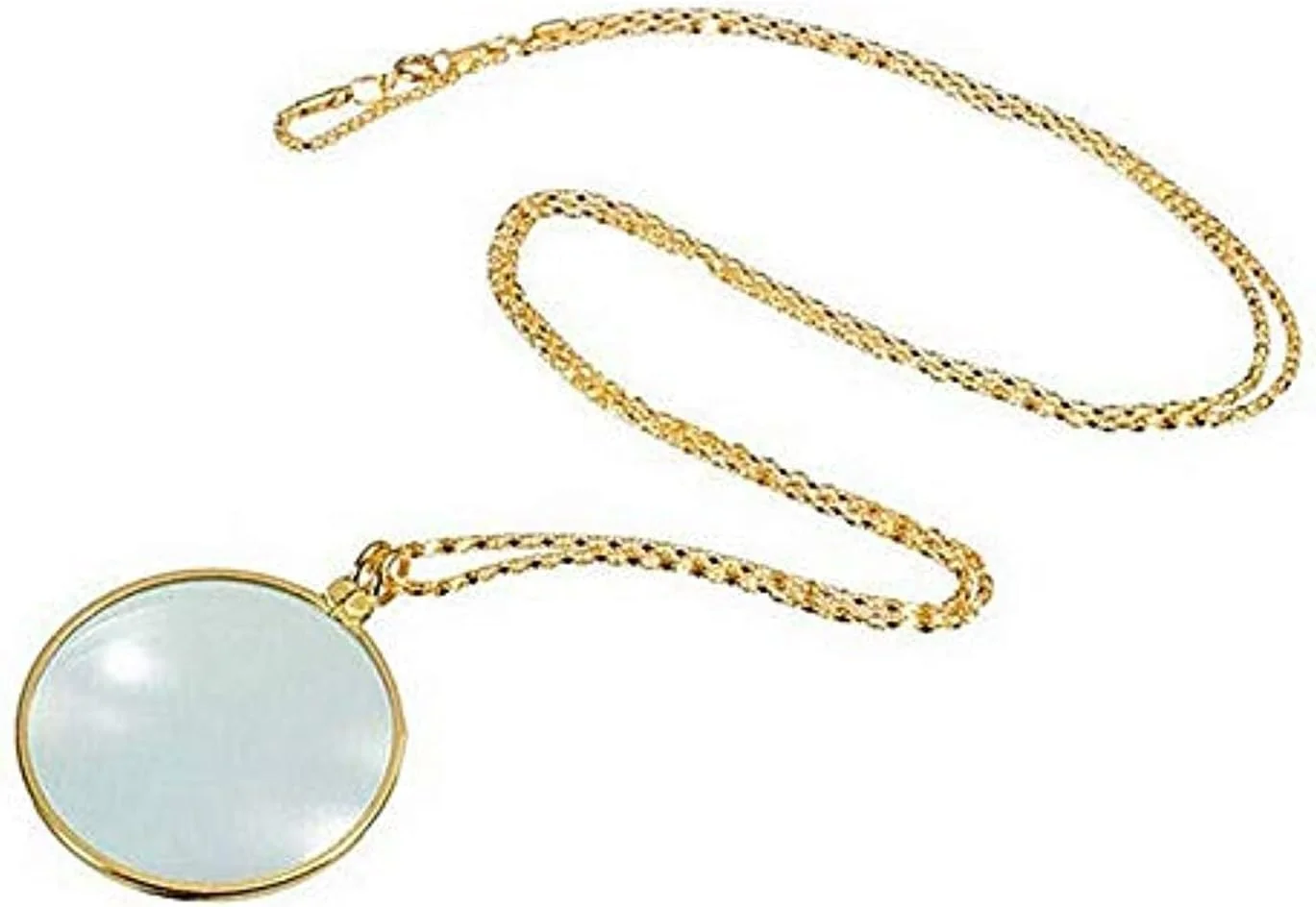 تک‌چشمی تزئینی با آویز ذره‌بین 5 برابر و زنجیر روکش طلایی نقره‌ای