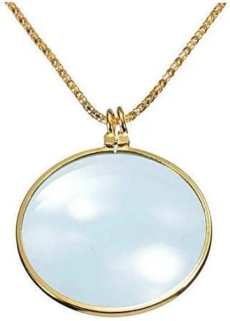 تک‌چشمی تزئینی با آویز ذره‌بین 5 برابر و زنجیر روکش طلایی نقره‌ای