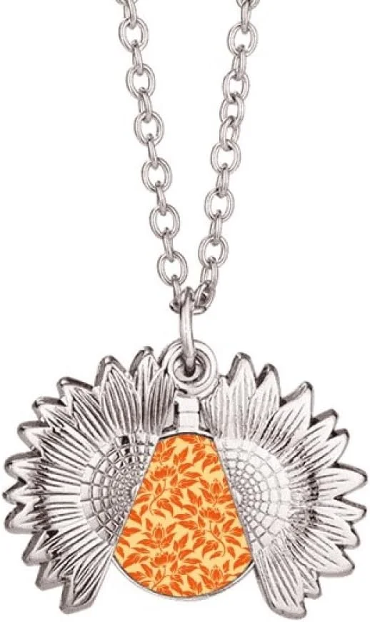 گردنبند آفتابگردان با آویز گُل، طرح کلاسیک و تزئینی نارنجی