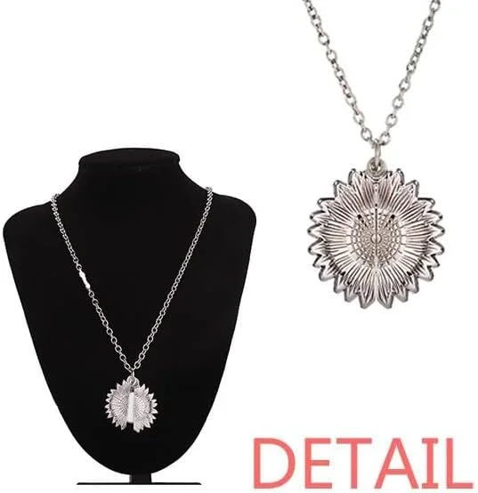 گردنبند آفتابگردان با آویز گُل، طرح کلاسیک و تزئینی نارنجی