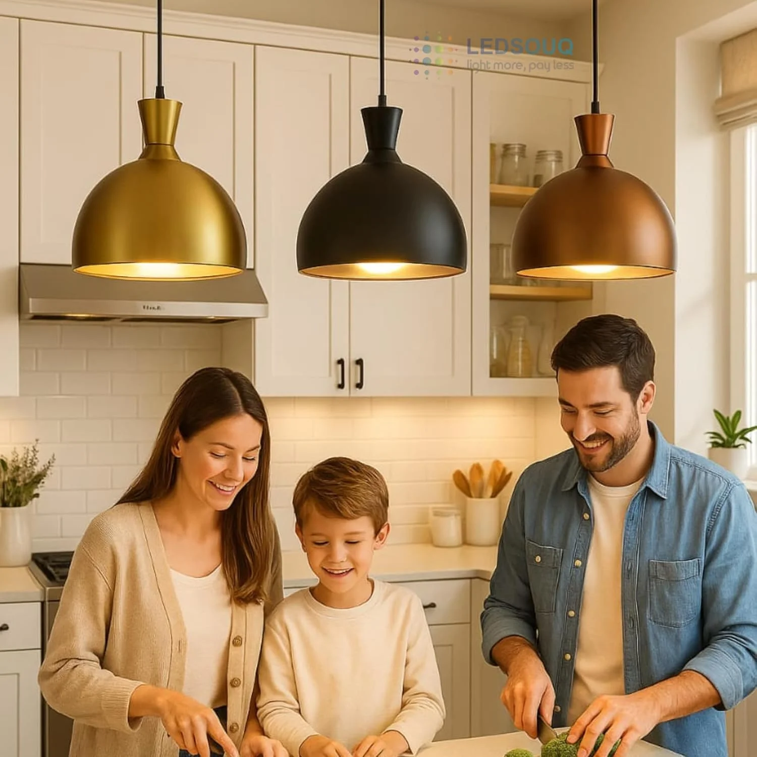 چراغ آویز مدرن یورون آی دی - چراغ سقفی آویز با طراحی گنبدی تزئینی برای اتاق نشیمن، اتاق غذاخوری، آشپزخانه، اتاق خواب - گزینه های مشکی، مسی و طلایی - سازگار با LED (مشکی)