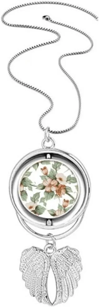 گردنبند آویز تزئینی گل های حصیری ظریف با بال های فرشته چرخان