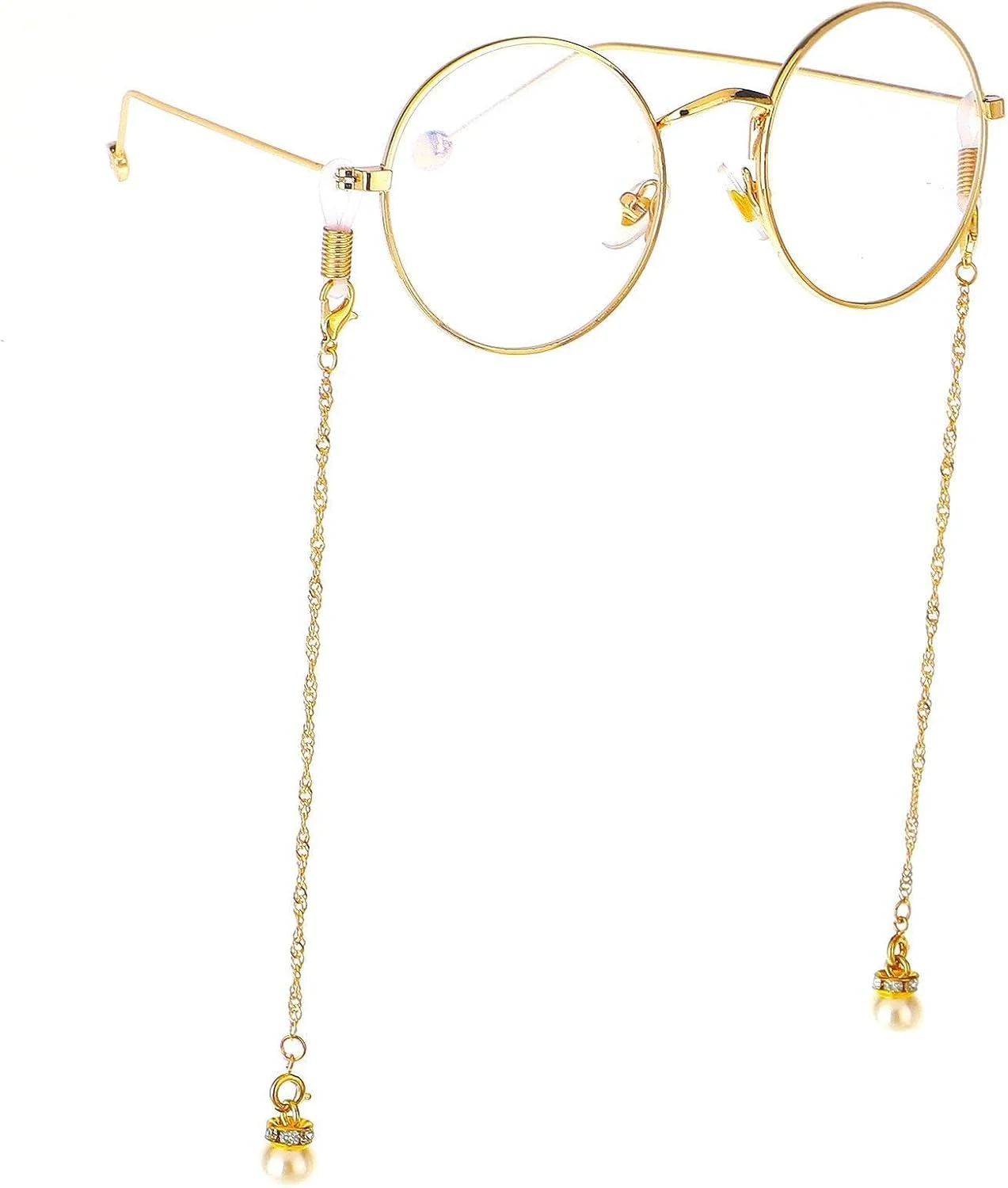 بند عینک مرواریدی با آویز، زنجیر چند منظوره با سگک دوبل، زنجیر تزئینی عینک آفتابی، طلایی